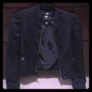 Black quilted bomber jacket